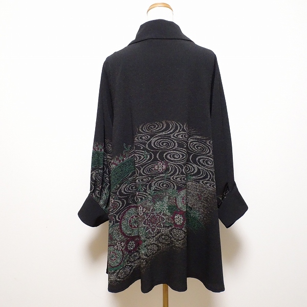 #apcsisendou poetry ..hitosi Tamura coat black series crepe-de-chine thin floral print made in Japan lady's [850823]