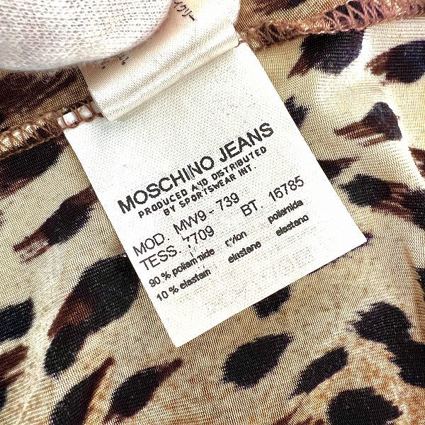 #snc モスキーノ MOSCHINO JEANS カットソー 44 茶系 半袖 ヒョウ柄 メッシュ 大きいサイズ レディース [848622]_画像4