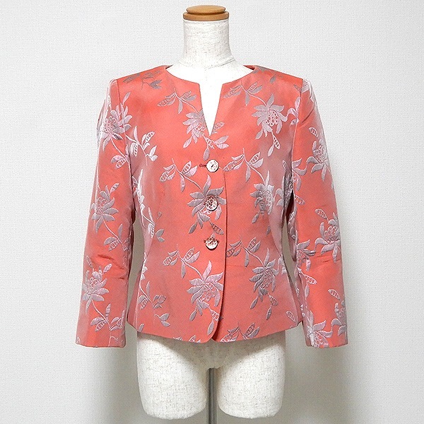 #anc Armani koretsio-niARMANICOLLEZIONI jacket lustre floral print no color Italy made pink series lady's [845411]