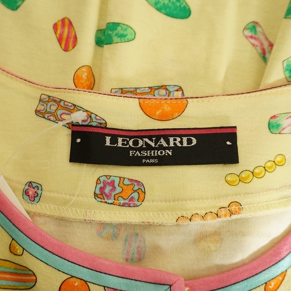 #apc レオナール LEONARD カーディガン M 黄色 柄 金ボタン レディース [851210]_画像5