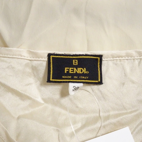 #snc フェンディ FENDI カットソー 38 アイボリー シルク ノースリーブ イタリア製 レディース [851151]_画像4