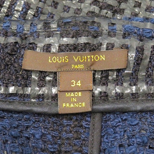 #axc ルイヴィトン LOUISVUITTON ジャケット 34 黒 紺 チェック柄 フランス製 レディース [813625]_画像8