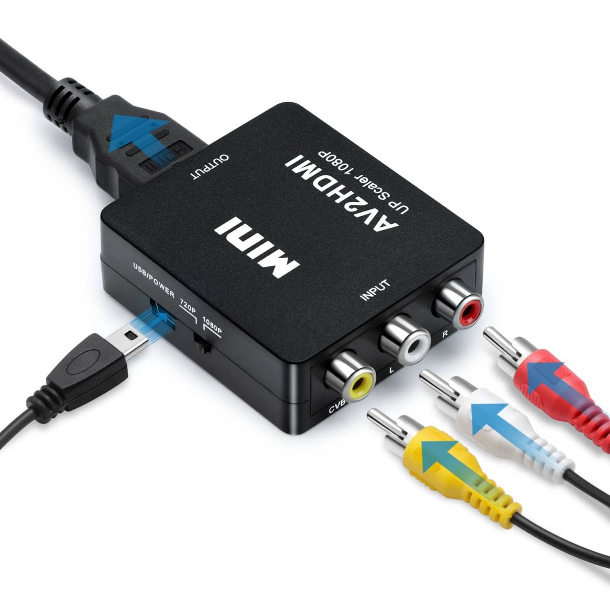 【数量限定】アナログ コンバーター RCA RCA コンポジット 変換 （赤、白、黄） 3色端子 HDMI hdmi to 変換ア_画像2