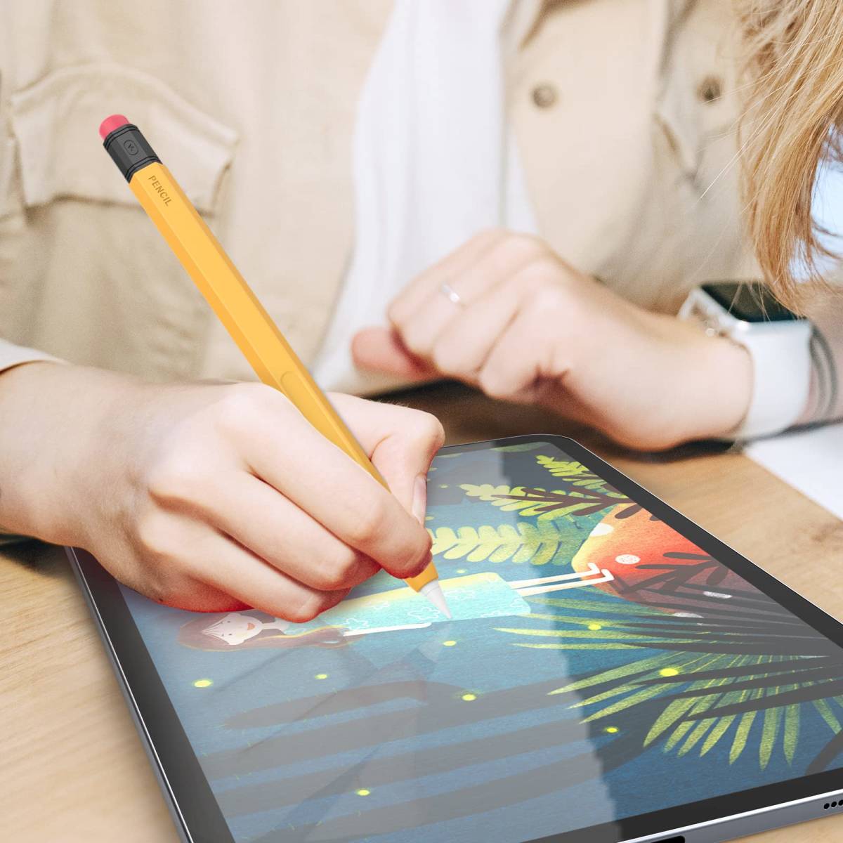 【特価セール】Apple Pencil 第二世代用シリコン保護ケース 鉛筆レトロデザイン 柔らかなシリコン材質 AhaStyle _画像5