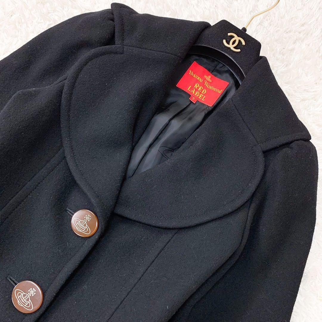 美品Vivienne Westwood RED LABEL ヴィヴィアンウエストウッド ロング ラブコート 裏地オーブ 黒 2 ハート オーブボタン 美品Vivienne Westwood RED LABEL ヴィヴィアンウエストウッド ロング ラブコート 裏地オーブ 黒 2 ハート オーブボタン