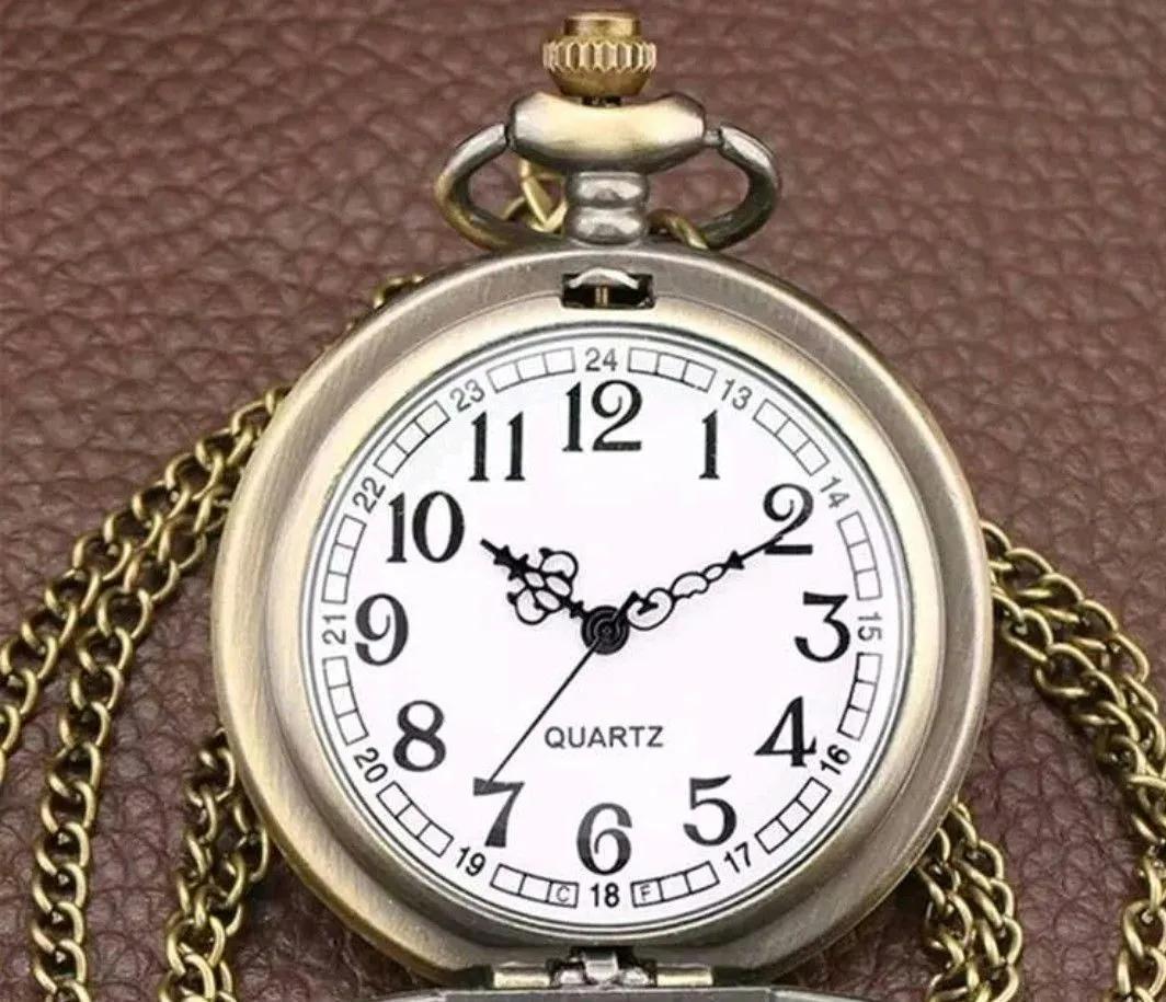 [ pocket watch ] green. stone × antique Gold pendant watch quartz 