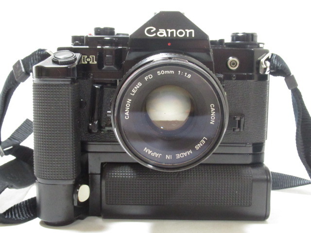 [de2 NN6458] Canon キヤノン A-1 / FD 50mm F1.8 + Motor Drive モータードライブ MA + バッテリーパックMA_画像1