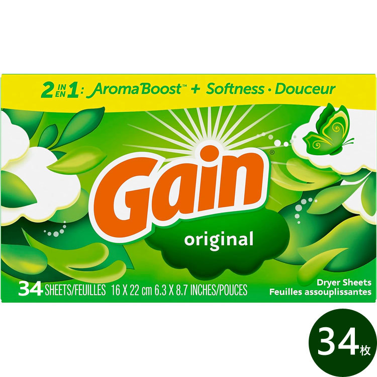 Gain ゲイン シート柔軟剤 オリジナルフレッシュ 34枚 乾燥機用 柔軟シート_画像1