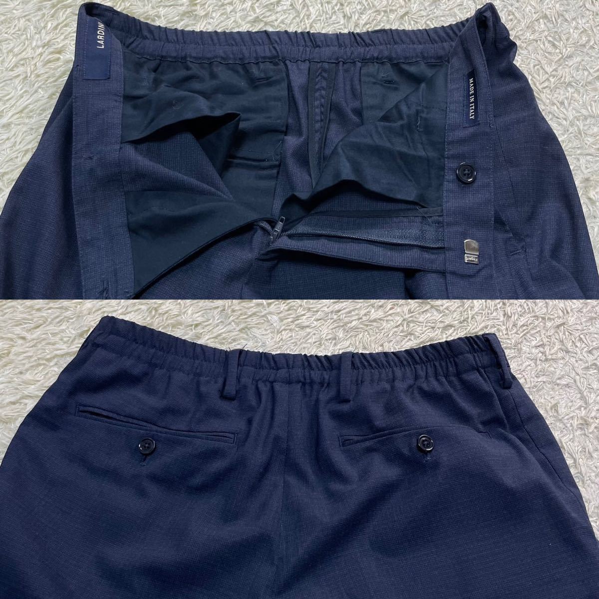 現行タグ easy wear 極美品★ ラルディーニ LARDINI ブートニエール付き トラベルスーツ セットアップ パッカブル 46 Mサイズ相当 ネイビー_画像7