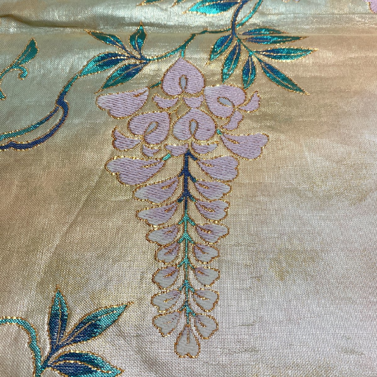 着物月花　引箔　可憐な藤　袋帯　六通柄　正絹　金銀糸　ob333_画像6