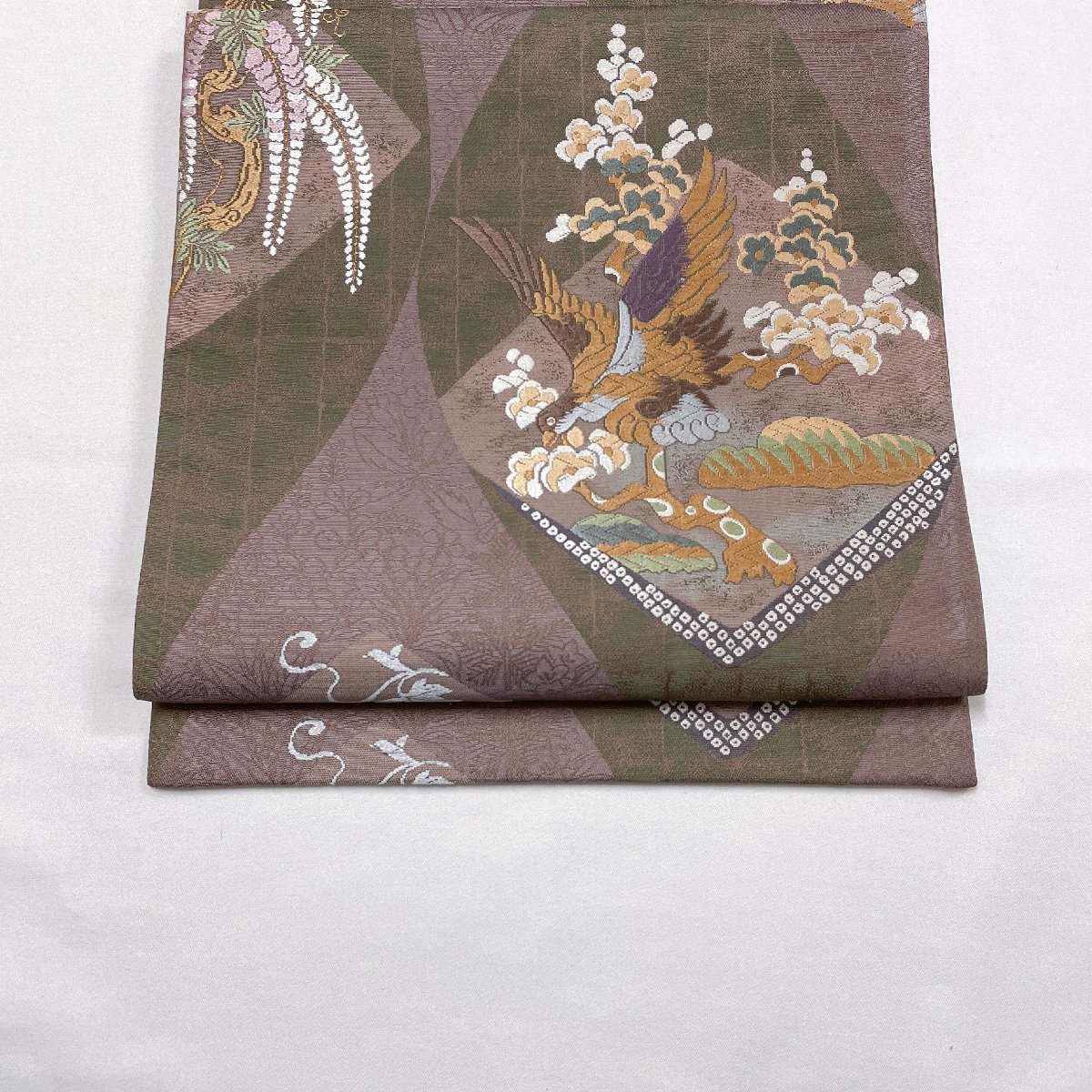 着物月花　唐織　品のある花鳥　袋帯　六通柄　正絹　ob433_画像2