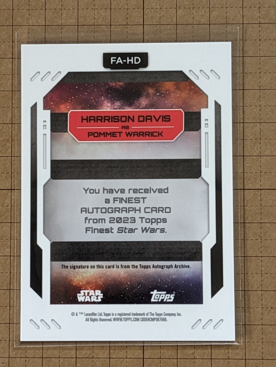 ハリソン・デイビス：ポメット・ウォリック【2023 TOPPS STAR WARS FINEST】FA-HD 直筆サインカード グリーン ウェーブ #/99_画像2