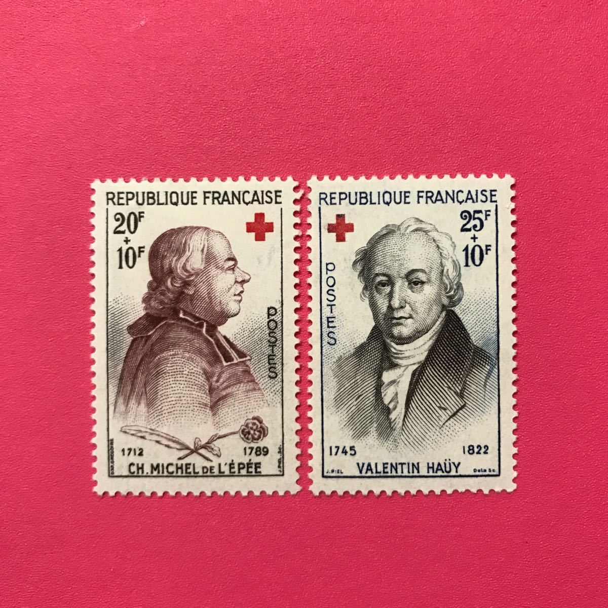 外国未使用切手★フランス 1959年 赤十字切手 2種_画像1