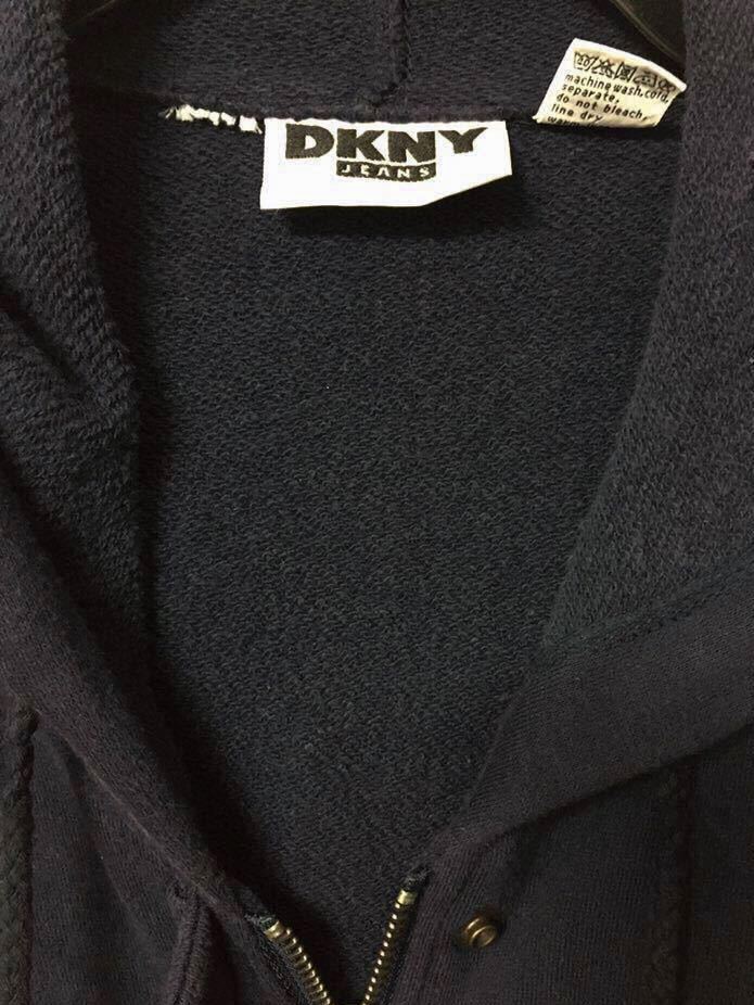 DKNY オールド スウェットモッズコート オーバーサイズ パーカー フード ジップ ドローコード メタル留具 4ポケット 90s 00s_画像3