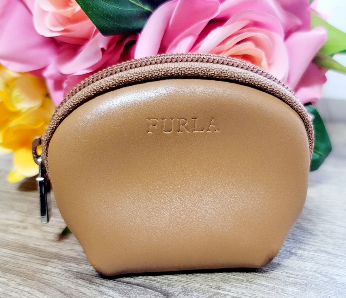 [FURLA] Furla coin case leather light brown 