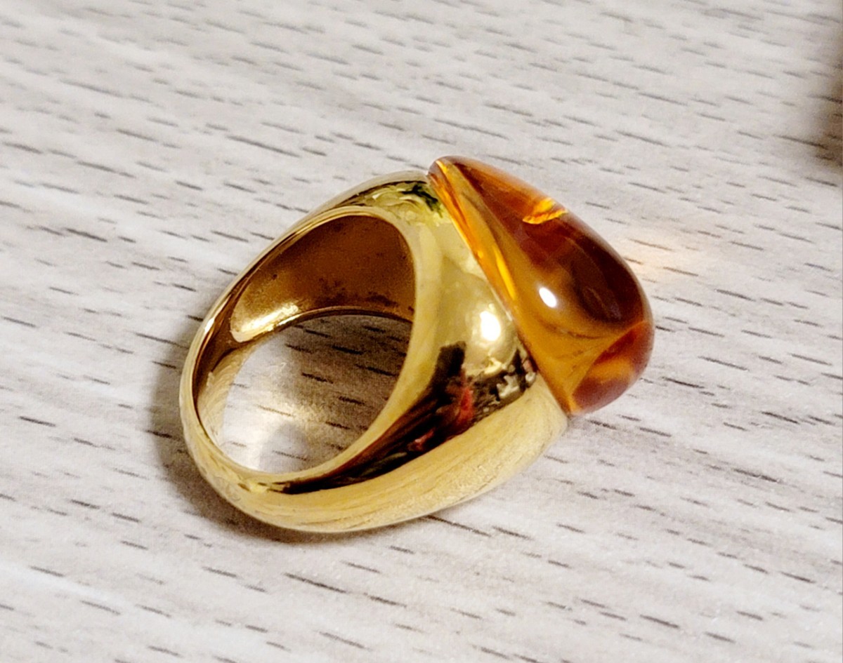 【Baccarat】バカラ リング 12.5号 ビジュー オレンジ クリスタル 925 指輪