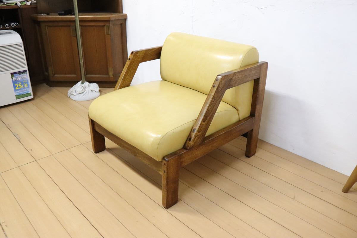  Vintage low sofa 1 seater . single sofa wooden purity Northern Europe USA living gmbk587