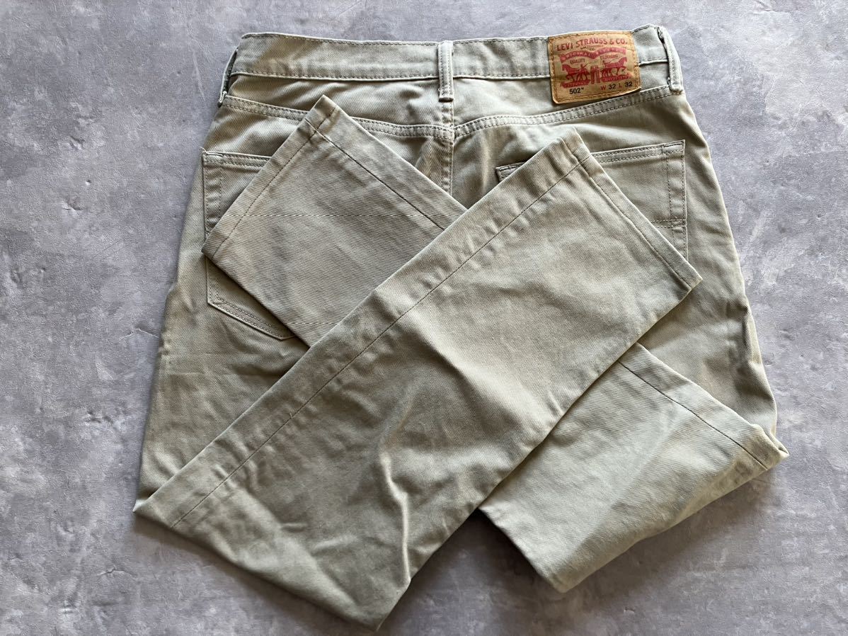 即決 W32 リーバイス Levi's 春夏 502 弱ストレッチ レギュラーテーパード カラージーンズ ベージュ スモールe レッドタブ 5ポケット型_画像8