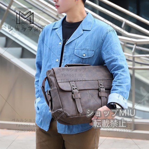  retro shoulder bag men's bag PU leather Mini shoulder stylish diagonal .. shoulder .. handbag coffee 