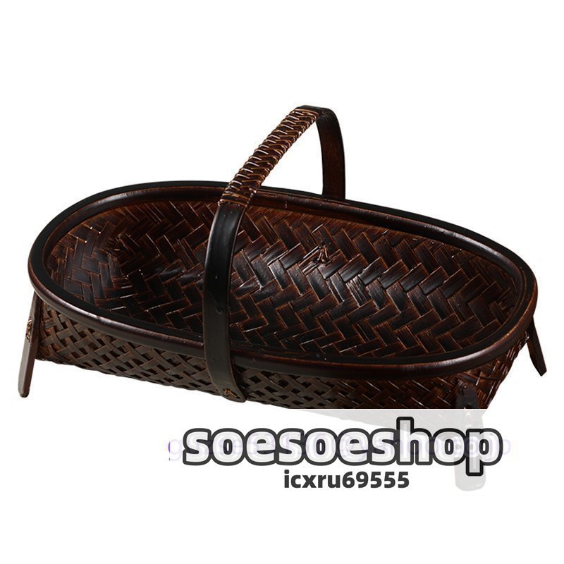  bargain sale! practical use storage basket stylish bamboo braided storage case fruit inserting storage Brown handle attaching 