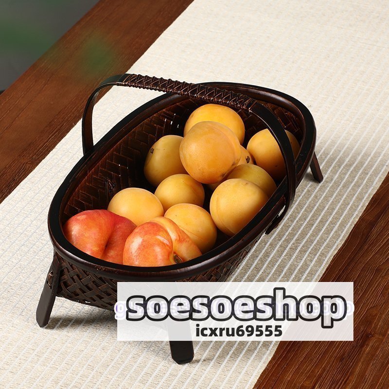  bargain sale! practical use storage basket stylish bamboo braided storage case fruit inserting storage Brown handle attaching 