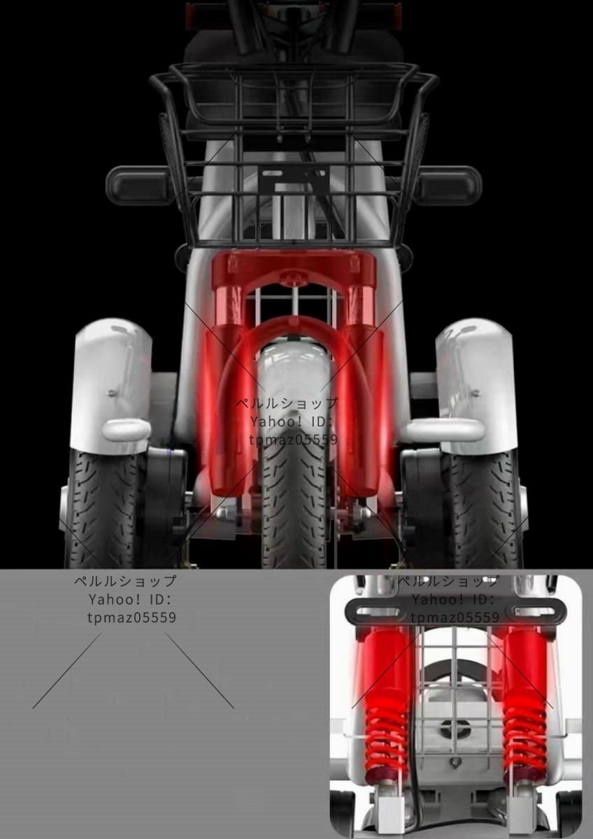 大人用3輪電動自転車電動スクーター付き電動ロック付き高速バッテリー充電器帽子付きショッピング用500W電動自転車48V_画像7