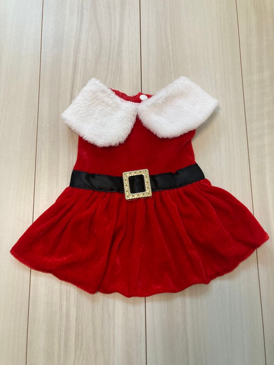小型犬 ペット 犬 猫 服 クリスマス サンタ コスプレ ドレス リボン付き セット S