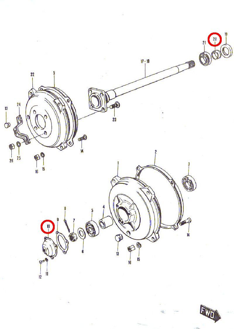 *[SUZUKI] old car Suzuki original Carry L40/L50 rear retainer ring 43485-60000 2 piece . front hub center cap 43310-58001 1 piece 