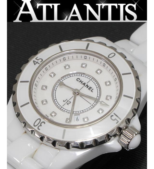 【広尾店】美品 シャネル CHANEL レディース腕時計 H1628 クォーツ 12Pダイヤ 白セラミック