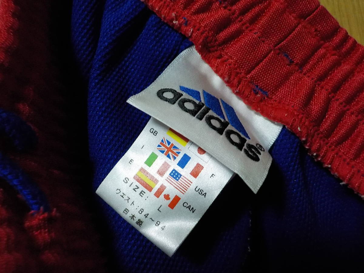 90s 当時物 日本製【即決送料無料】adidasアディダス サッカー日本代表 1999/2000 トレーニング ハーフパンツ ジャージ L 99/00 635-3_画像5