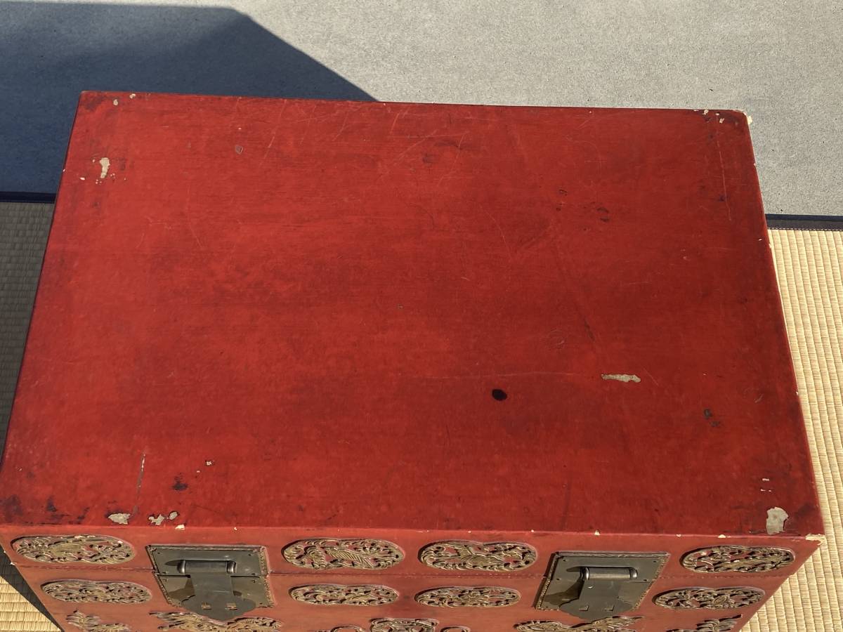  Joseon Dynasty costume box thing inserting storage box rare metal fittings . scratch etc. have 