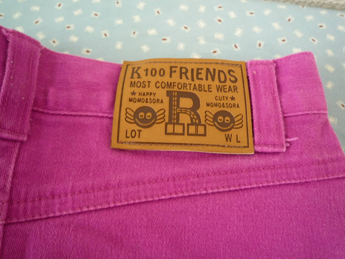 ★K100 FRIENDS ストレッチ素材スカート スパンコールライン 後ろスリット入 ピンクパープル系 110cm_画像6