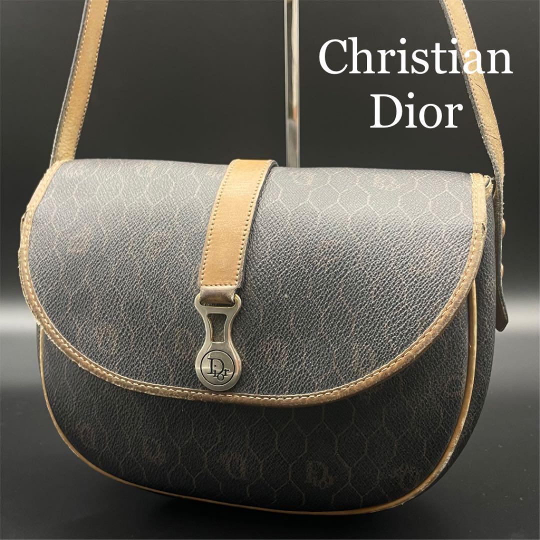 Christian Dior ハニカム柄　レザー　ショルダーバッグ