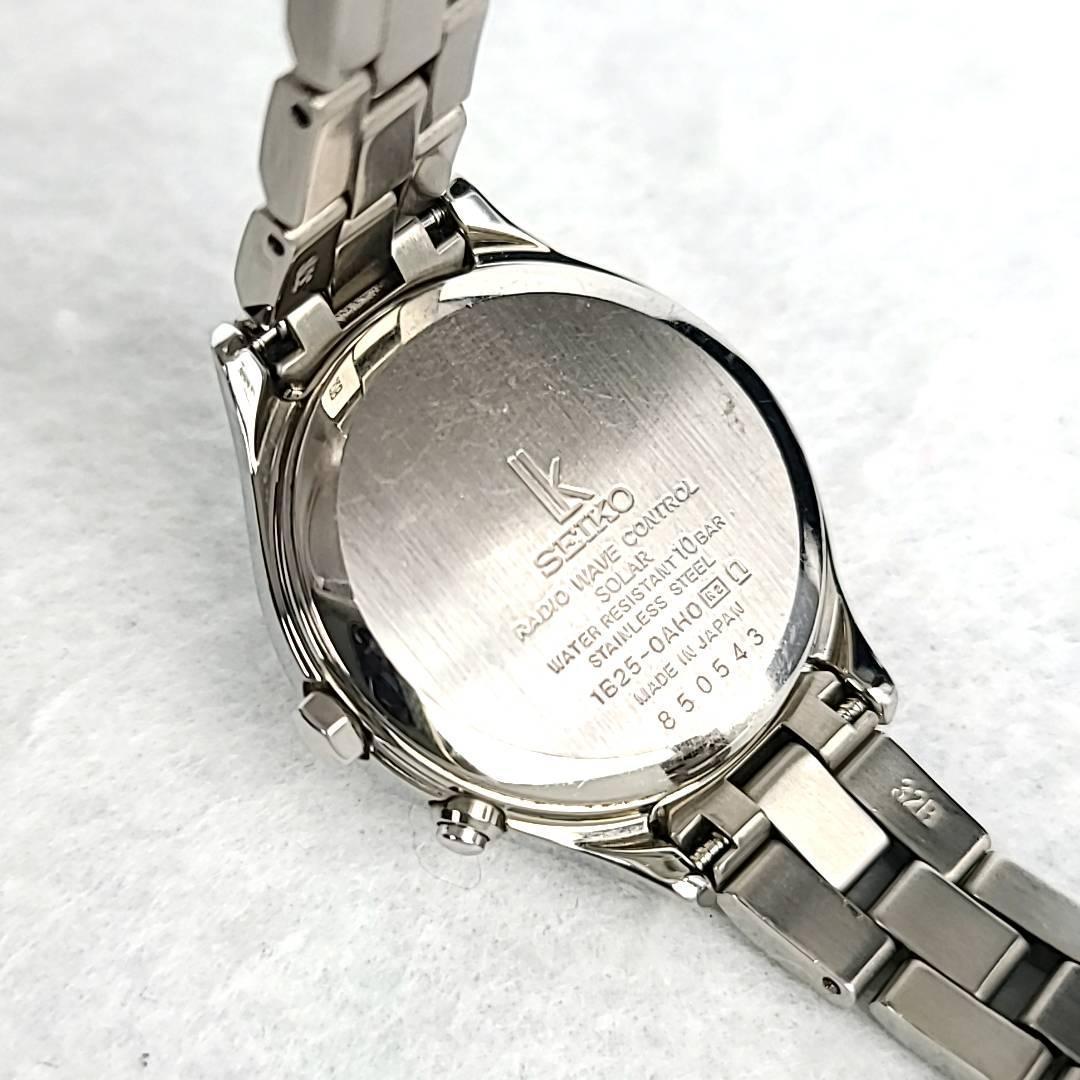 ◇【ほぼ新品】SEIKO セイコー ルキア ラッキーパスポート ラウンド ローマン 電波ソーラー デイト シルバー文字盤 レディース腕時計