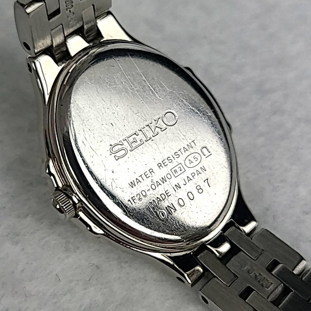 *[ превосходный товар ]SEIKO Seiko Exceline QZ белый ракушка циферблат бриллиантовая оправа Arabia овальный женские наручные часы 