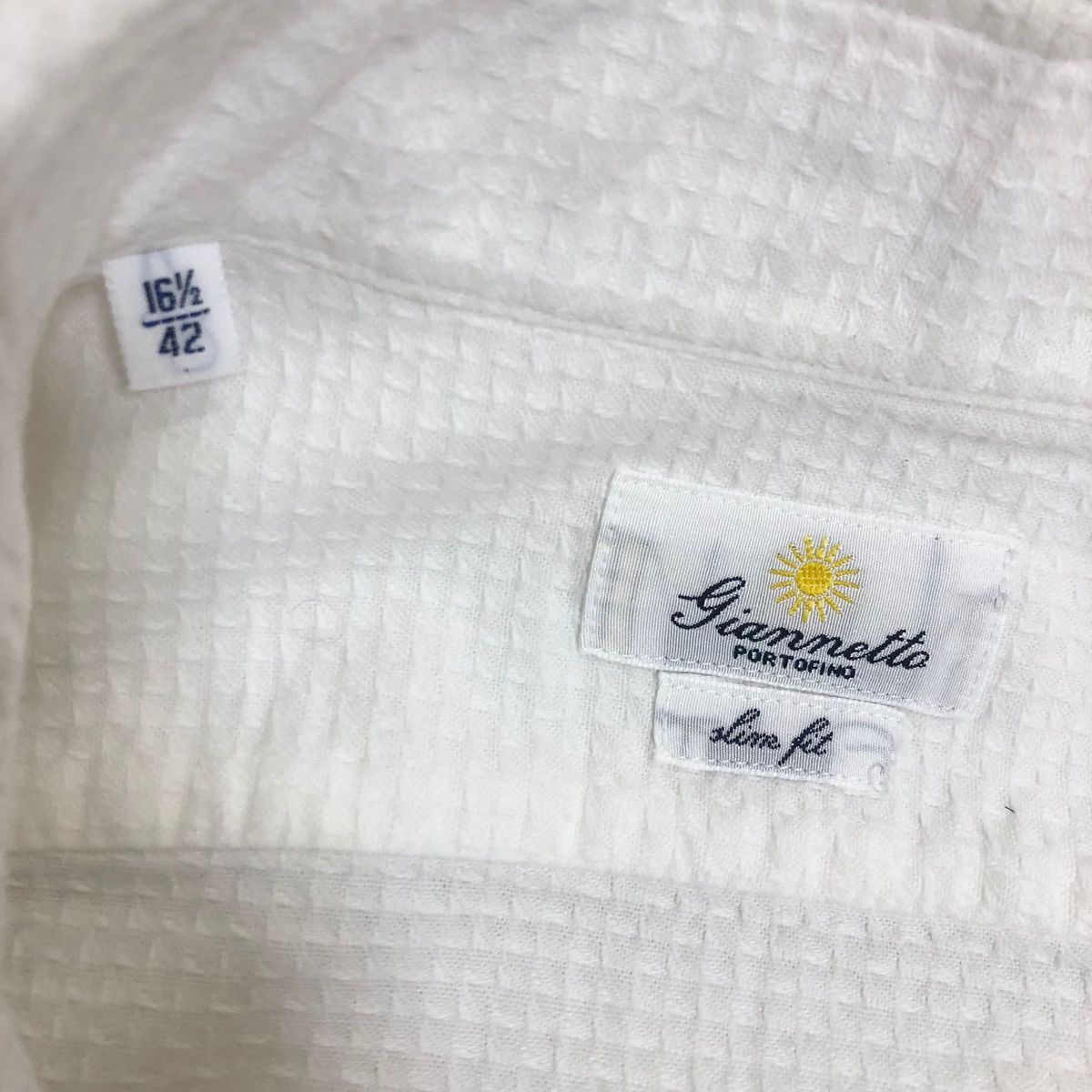 GIANNETTO カッタウェイホワイトシャツ42 16 1/2(L〜XL)