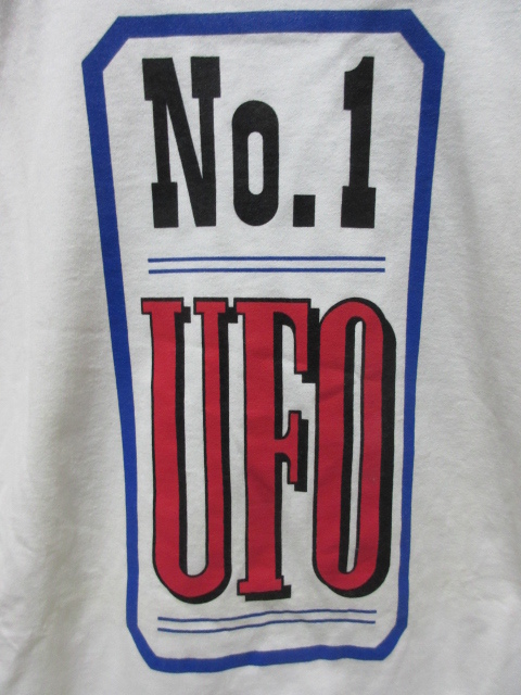 即決 USA ビンテージ デッドストック UFO JEANS No.1 Tシャツ L アメリカ製 バックプリント 未使用 ラージ 綿100％ N.Y ユーフォージーンズ_背面プリント