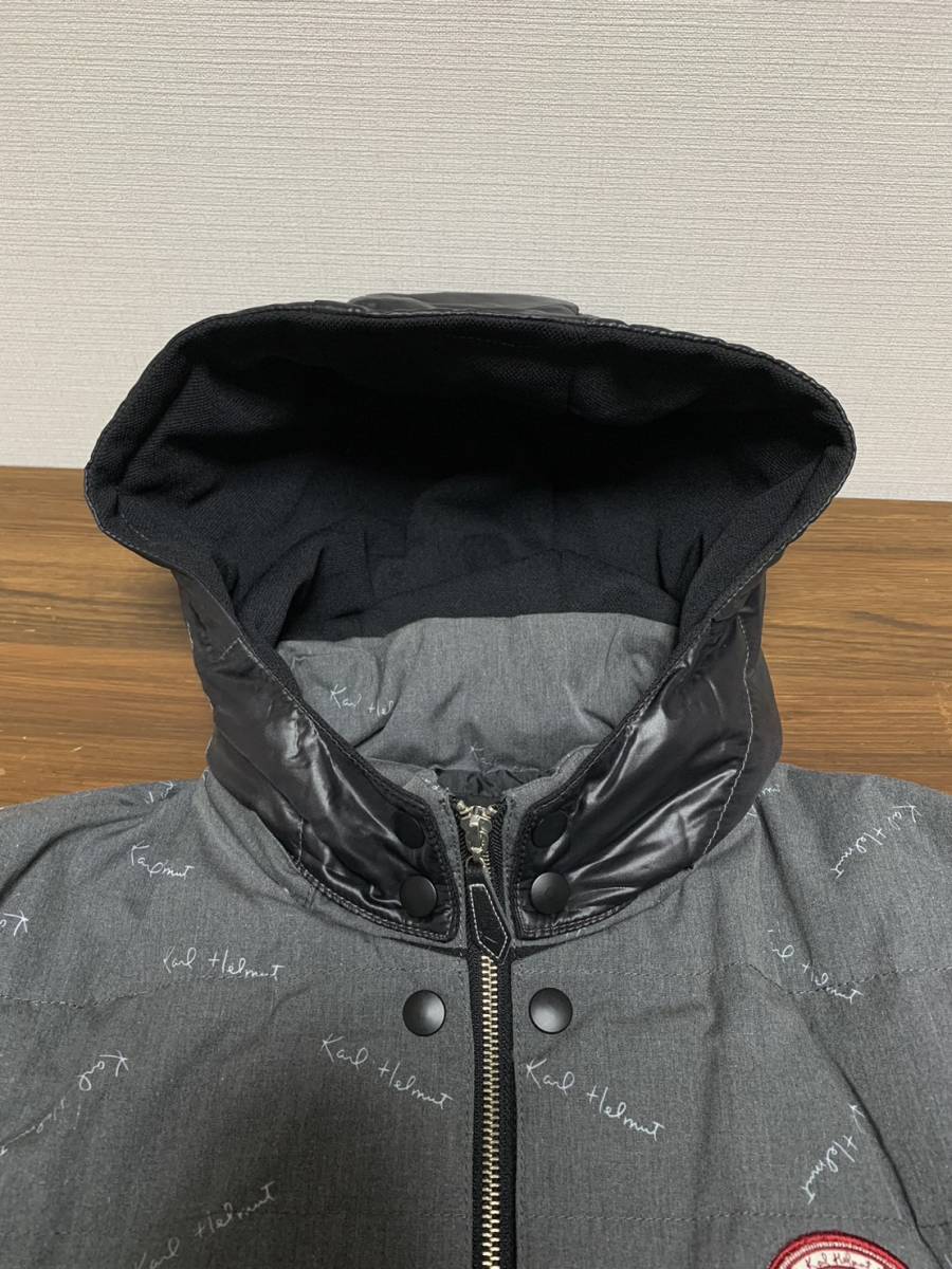  beautiful goods *[Karl Helmut] Logo total pattern material switch down jacket 4 L black gray men's Karl hell m