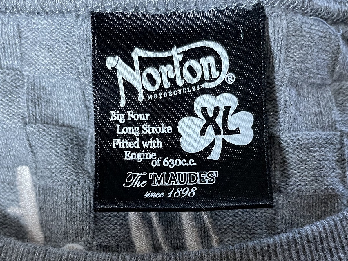 【激安1点のみ 国内正規品】Norton ノートン コットン100% 格子柄 両面 刺繍 ロゴ 長袖 Tシャツ カットソー ロンT XL グレー系 USED_画像8