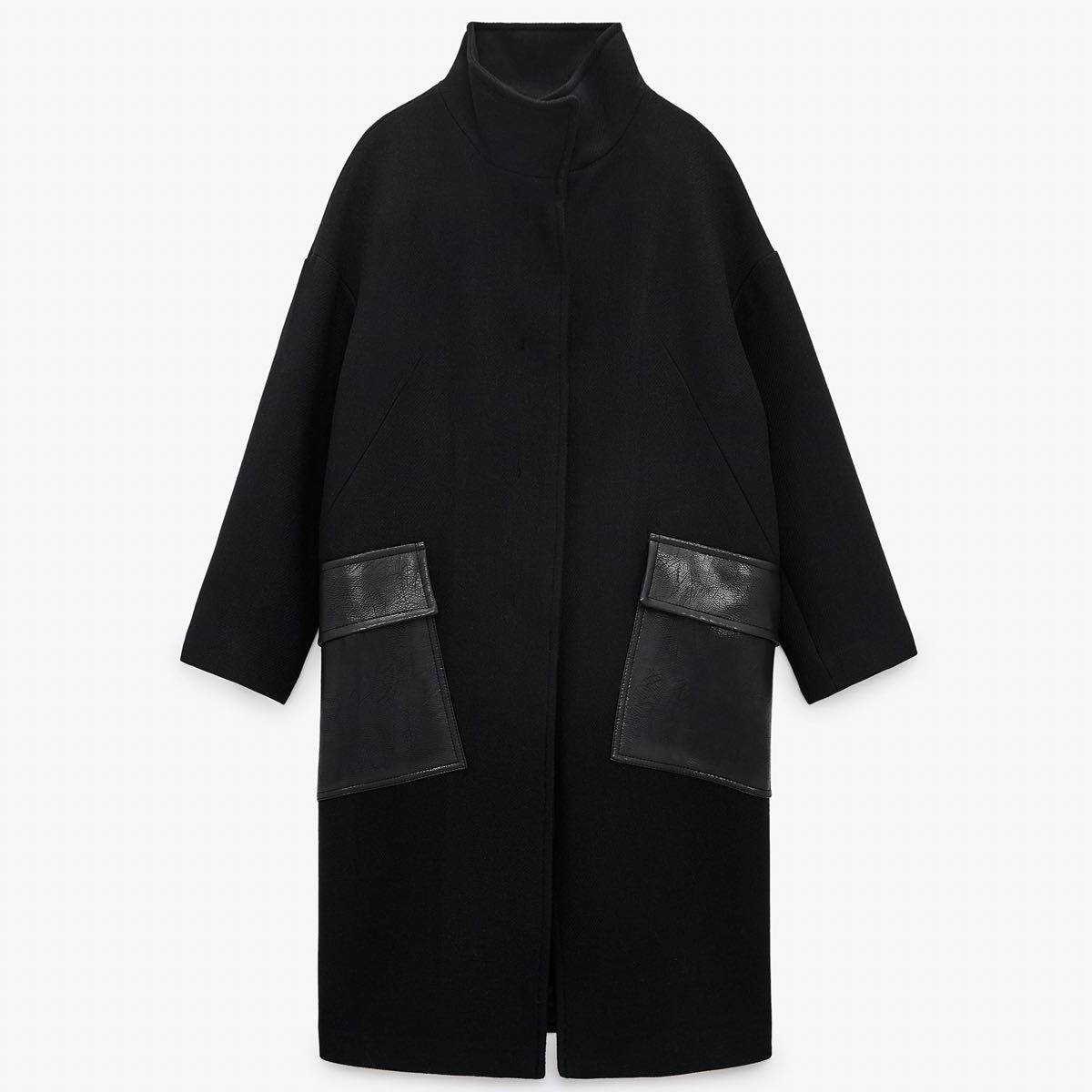 ZARA フェイクレザーポケット ウールコート Mサイズ|Yahoo ZARA フェイクレザーポケット ウールコート Mサイズ|Yahoo