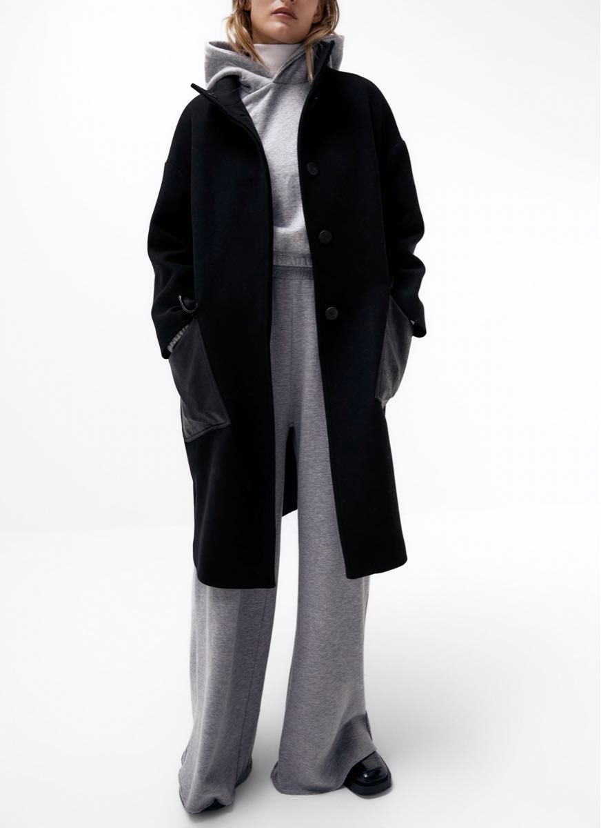 ZARA フェイクレザーポケット ウールコート Mサイズ|Yahoo ZARA フェイクレザーポケット ウールコート Mサイズ|Yahoo