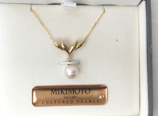 ☆☆MIKIMOTO ミキモト　18K　パール　ネックレス　パール約 8㎜　総重量 約 3.2g　長さ 約 40㎝　真珠☆USED品_画像1