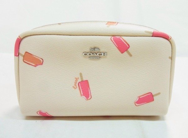 ★ コーチ / COACH ★ C4551 アイスキャンディープリント　コスメポーチ　ホワイト ★ USED美品