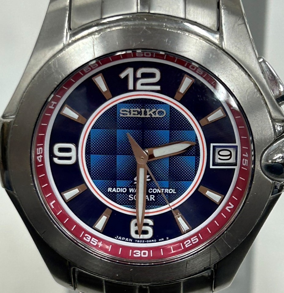 SEIKO 佐藤琢磨モデル 腕時計 イグニッション 7B22-0AG0 ラジオ電波時計 ソーラー 紺文字盤 メンズ時計 セイコー