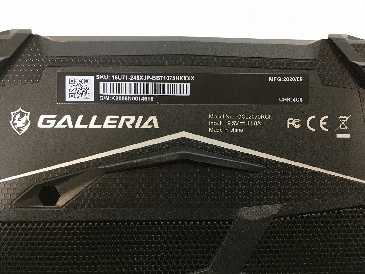 rh- ジャンク GALLERIA GCL2070RGF i7-10750H 16GB SSD 1TB RTX 2070 ノートパソコン ゲーミング 菅98_画像5