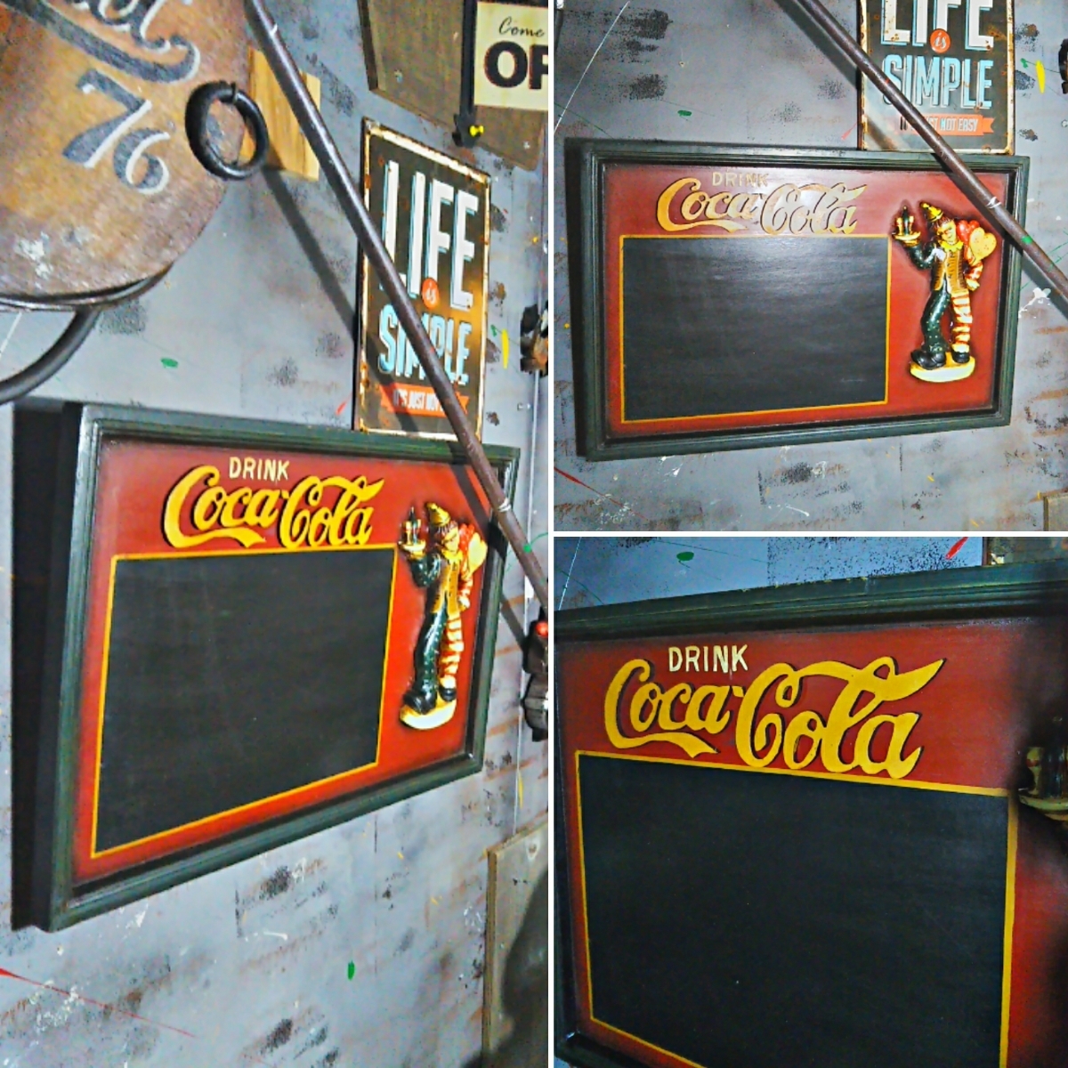 アメリカン ダイナー Style/ヴィンテージ サインボード/②Coca-Cola（コカ・コーラ）#店舗什器#アンティーク#ウォールデコ#壁掛け看板