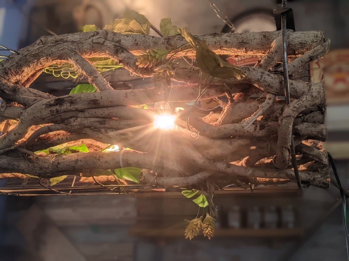 大自然の恵みの木製シェイドランプ 4連ウッドランプ ハンギング式間接照明 ペンダントランプ #店舗什器 #天井照明 #シーリングランプ　_画像3