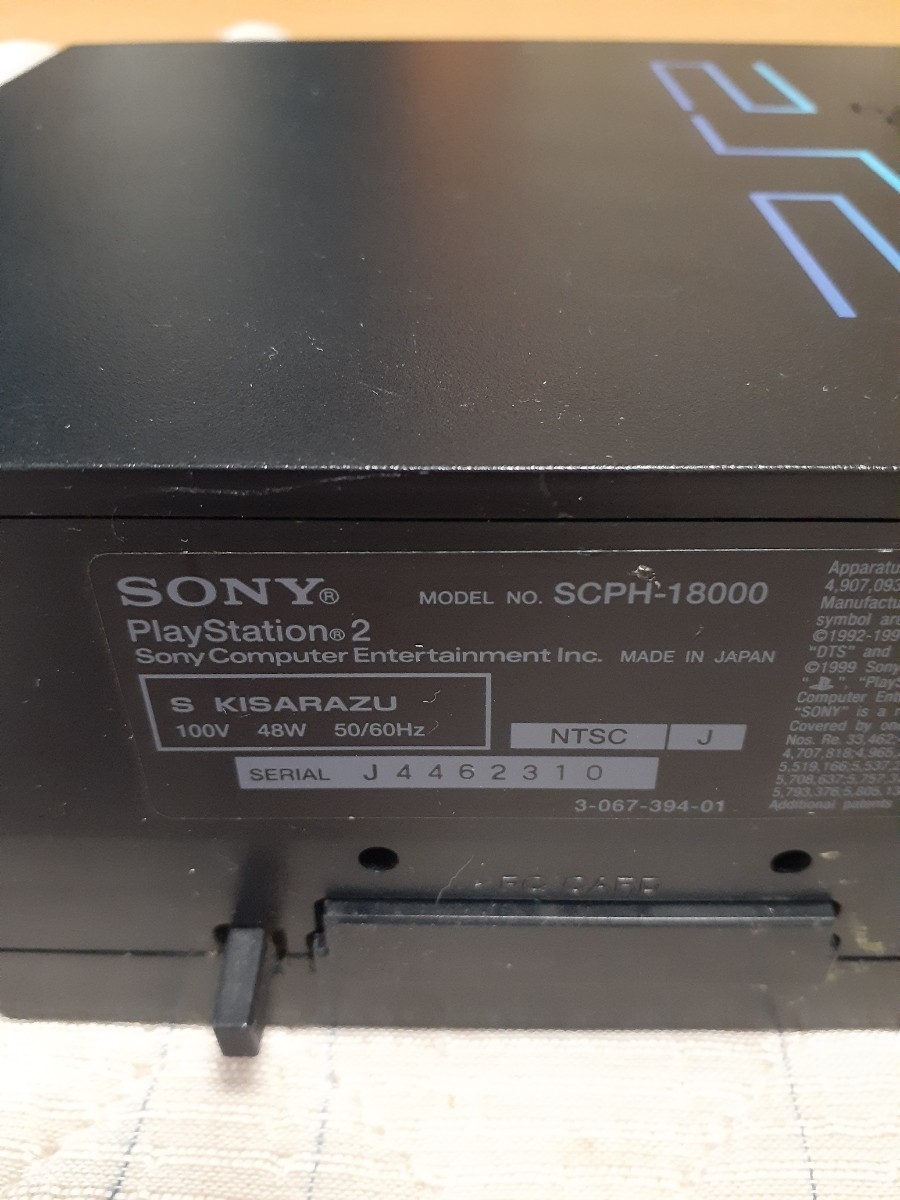 動作確認済★プレステ2/SONYゲーム機ブラックPS-2 SCPH18000本体+コントローラー2個セット/日本製 ゲ1-1_画像3