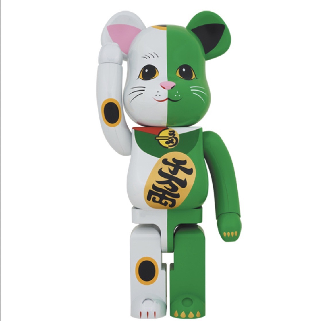 MEDICOM TOY BE@RBRICK 招き猫 白 緑 1000% メディコムトイ ベアブリック 未使用_画像1