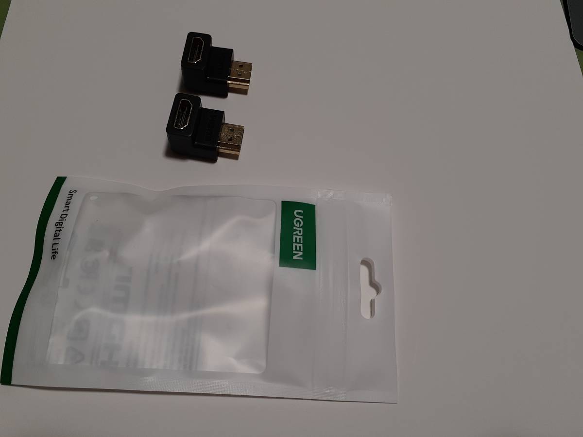 UGREEN HDMI L型変換アダプタ 90度変換（2個セット）HDMIオスtoメスアダプタ HDMI延長アダプタ _画像6